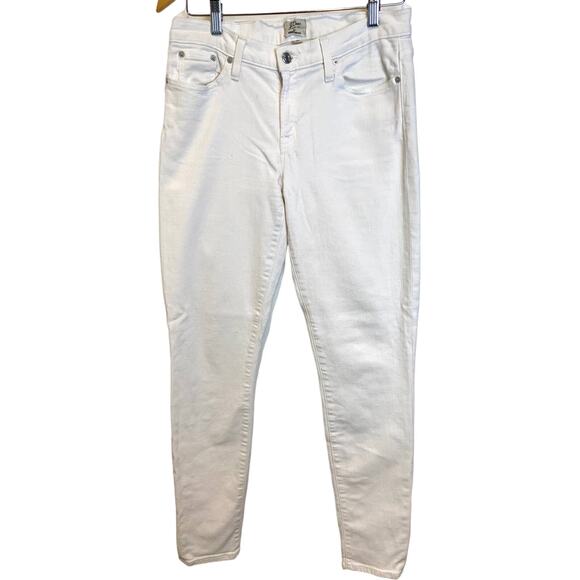 J Crew 8” Toothpick Skinny Classic Mid-Rise Cotton Blend Jeans Women 29T White - Picture 4 of 6